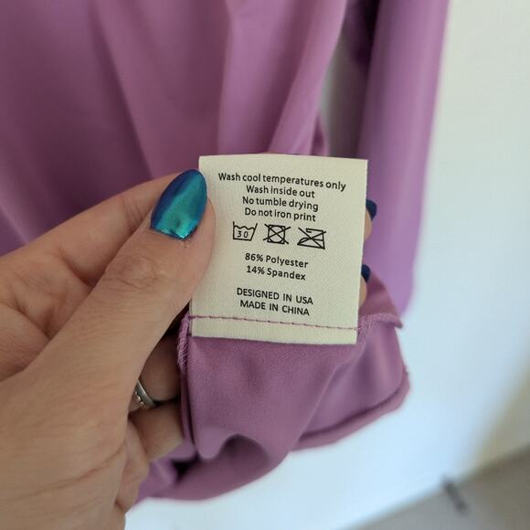 NWT The TackHack Purple Kate Cuffed Horse Riding Shirt Women Size L Equestrian - Picture 6 of 6